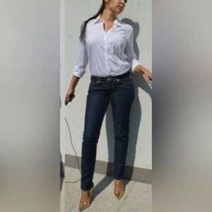 True Religion Stevie low rise medium wash Stretch Slim Distressed denim jeans 29